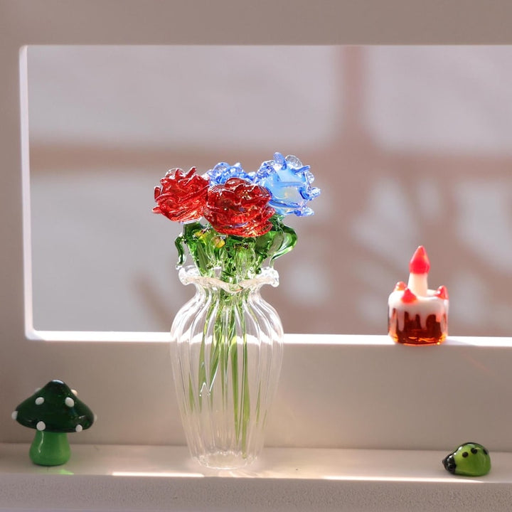 Glass Rose Flower, Jun Birth Month Flower, Hand Blown Spring Flower – Birthday Gift for Her, Mother's Day Gift