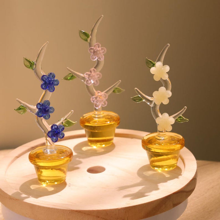 Glass Flower Figurine, Plum Blossom, Wintersweet, Handmade Glass Plant – Birthday Gift for Her, Mother's Day Gift