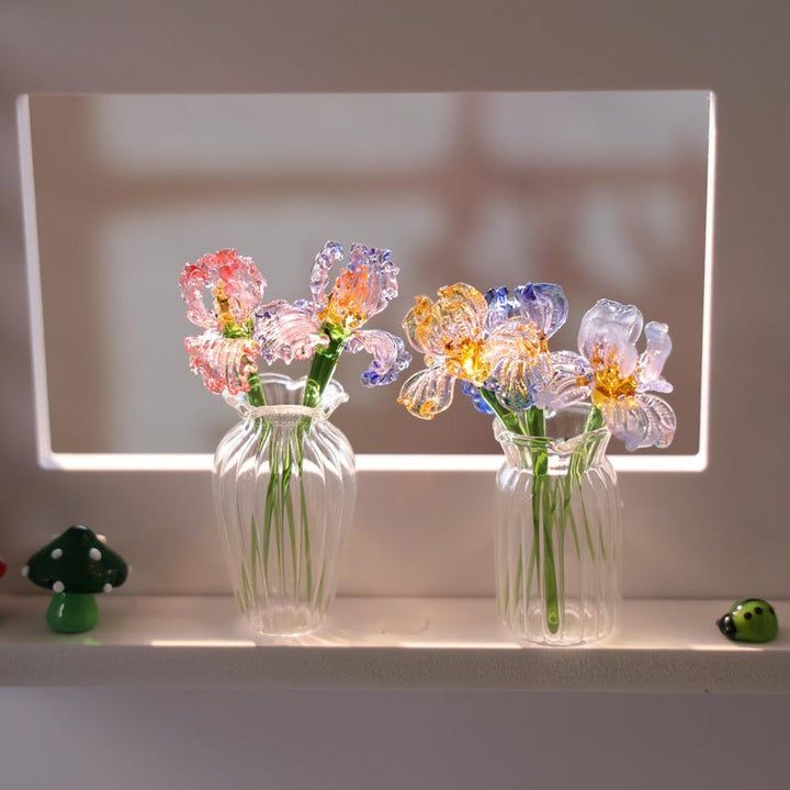 Glass Iris Flower, Feb Birth Month Flower, Hand Blown Spring Flower – Birthday Gift for Her, Mother's Day Gift
