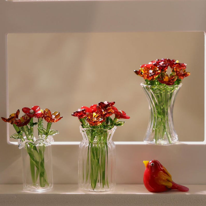 Glass Flower Sculpture, Hand Blown Spring Flower, Glass Flower Bouquet – Birthday Gift for Her, Mother's Day Gift