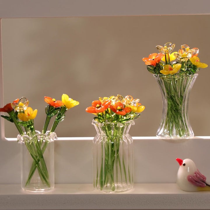 Glass Flower Sculpture, Hand Blown Spring Flower, Glass Flower Bouquet – Birthday Gift for Her, Mother's Day Gift