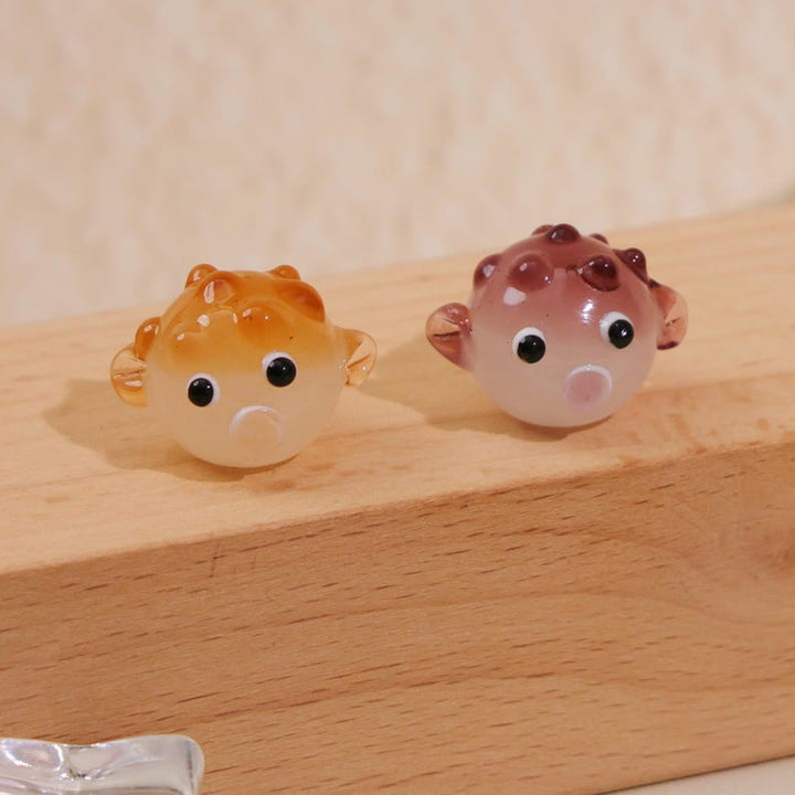 Handmade Glass Sculpture, Glass Fish Figurine, Glass Pufferfish, Home – Handmade Gift for Her