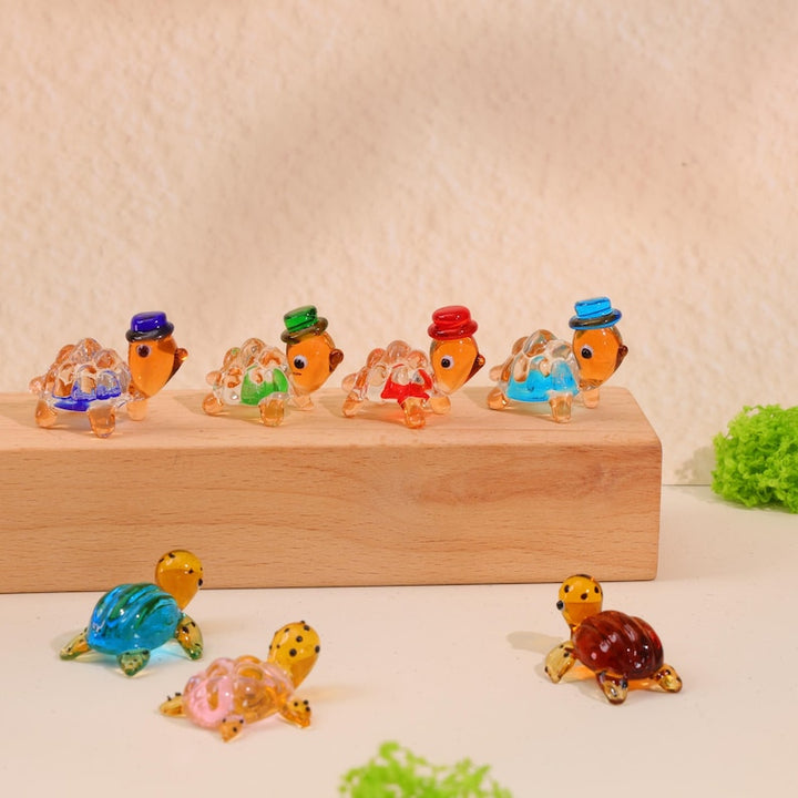 Handmade Glass Sculpture, Glass Turtle, Turtle with hat, Home Decor – Handmade Gift for Her