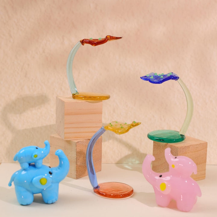 Handmade Glass Sculpture, Elephant, Leaf, Home Decor, Hand Crafted – Handmade Gift for Her