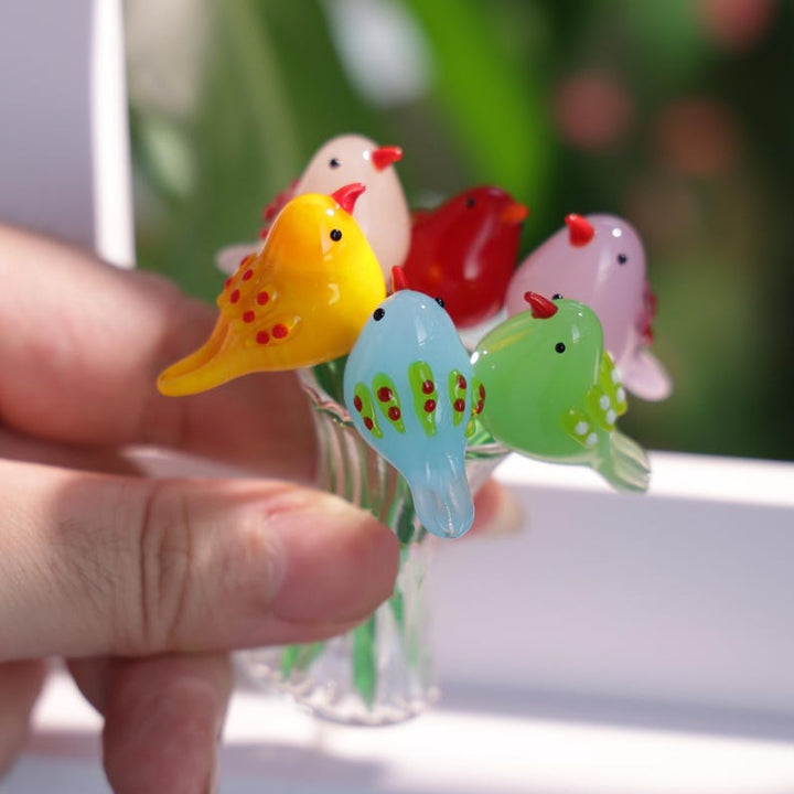 Glass Bird Sculpture, Glass Flower Bouquet, Glass Birds, Home Decor – Birthday Gift for Her, Mother's Day Gift