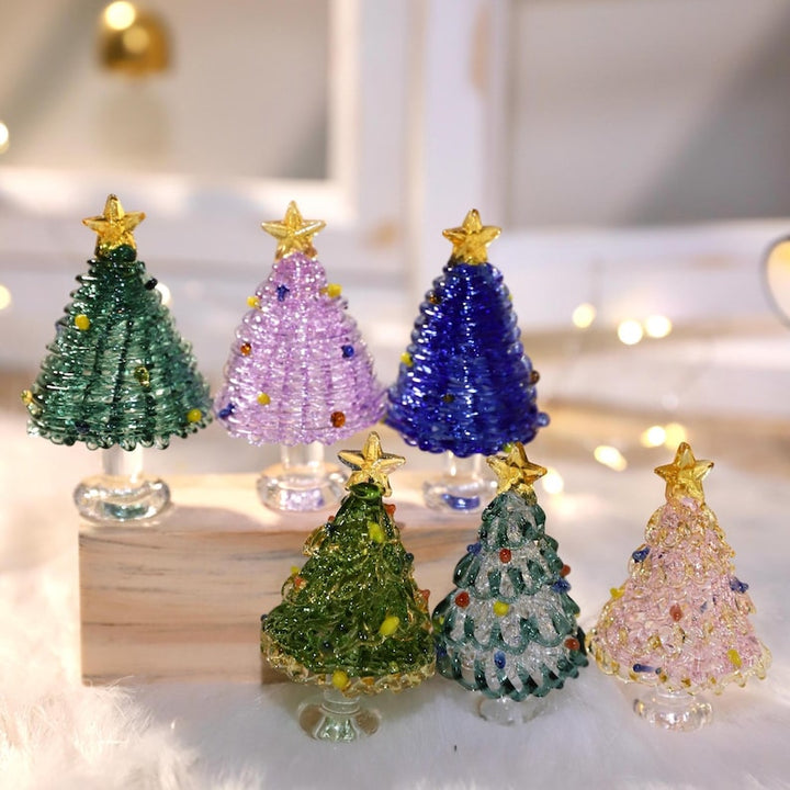 Handmade Glass Christmas Tree Figurine, Stained Glass Holiday – Christmas Gift