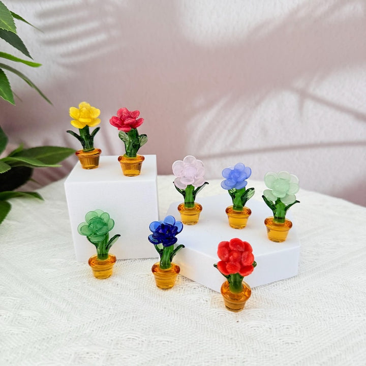 Handmade Mini Glass Flower, Artistic Desk Ornament