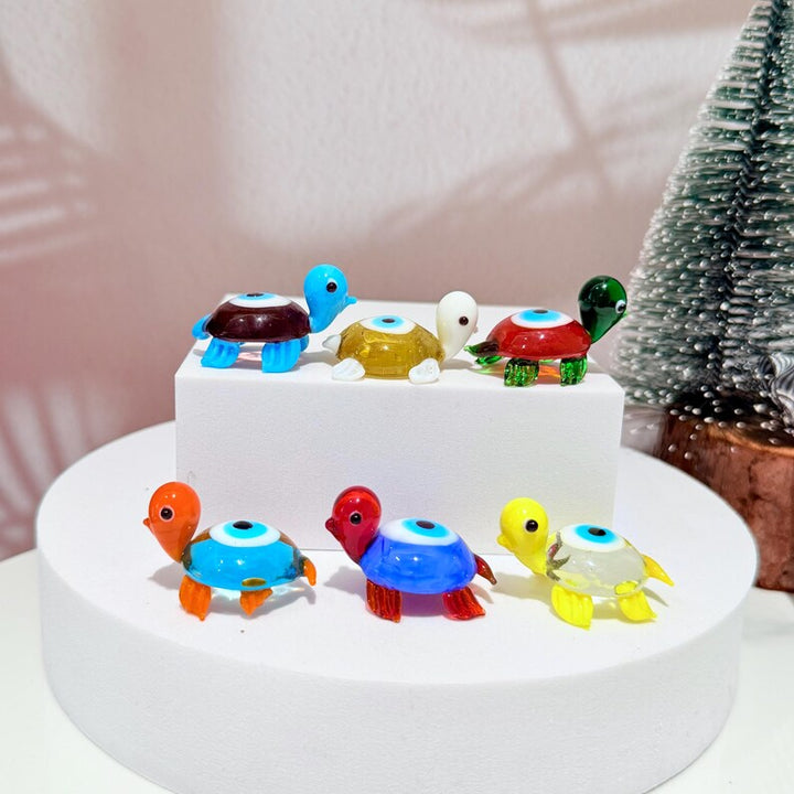 Handmade Glass Turtle Figurines, Mini Colorful Animal Sculptures, – Handmade Gift for Her