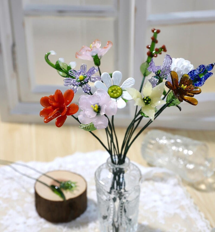 Handmade Glass Flower Bouquet, Stained Glass Floral Arrangement, Home