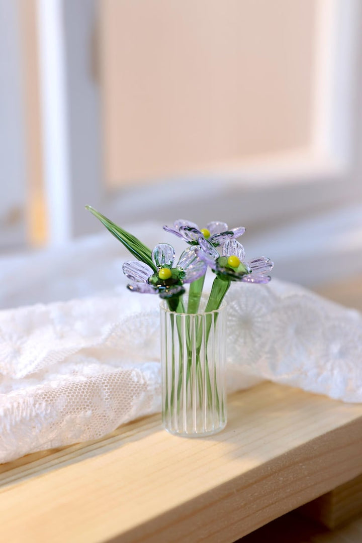 Handmade Mini Glass Aster Flowers, Purple Birth Month Flower Gift,