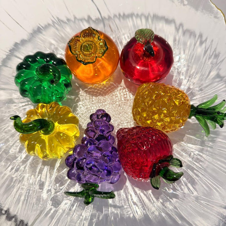 Handmade Mini Glass Fruit Set, Colorful Blown Glass Fruits, Cute Desk – Handmade Gift