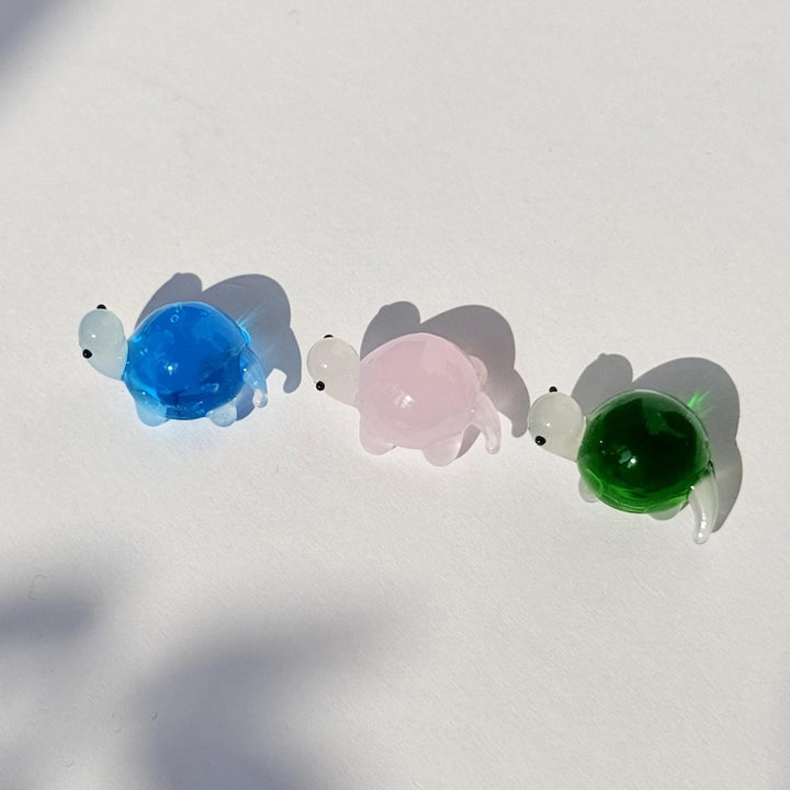 Mini Glass Turtle Figurine, Tiny Handmade Turtle Ornament, Colorful – Handmade Gift for Her