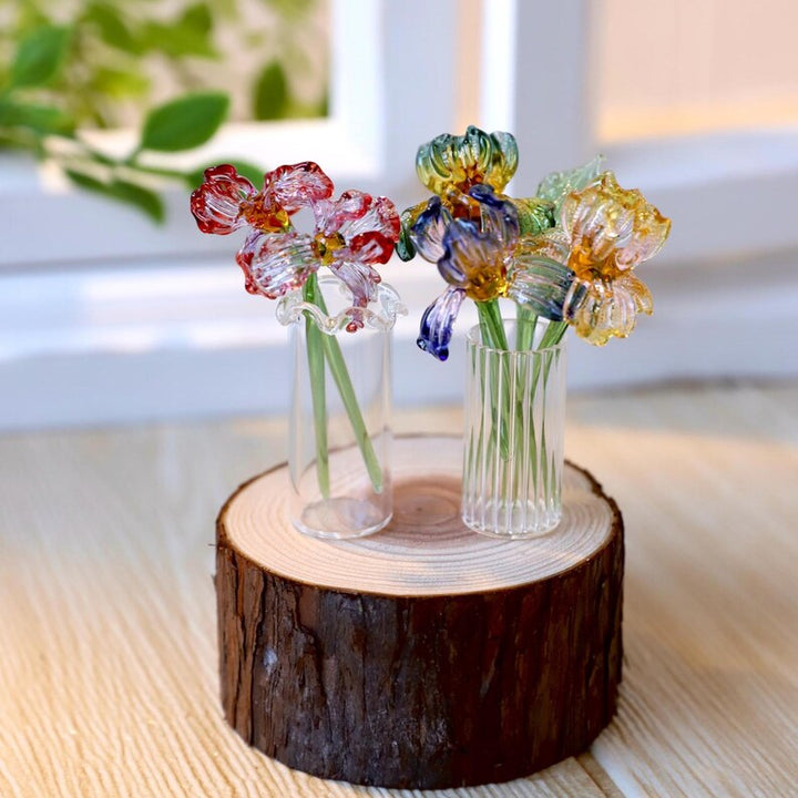 Handmade Glass Iris Flower Bouquet, Unique Glass Floral Decor, – Birthday Gift for Her, Mother's Day Gift