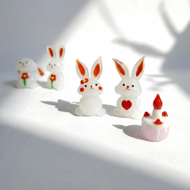 Handmade Glass Bunny Cake Topper, Rabbit Figurine for Wedding Decor – Handmade Gift for Her
