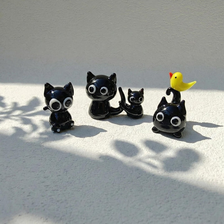Handmade Glass Animal Figurine, Whimsical Lampwork Black Cat, – Handmade Gift for Her