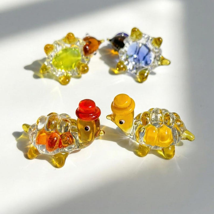Blown Glass Turtle Figurine, Miniature Ocean Animal, Whimsical Glass – Handmade Gift for Her