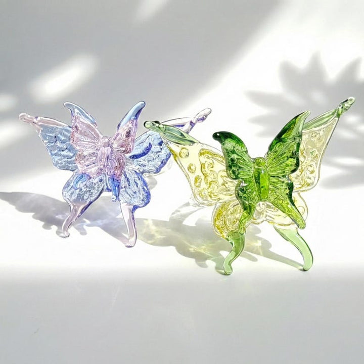 Handmade Pastel Glass Butterfly Ring, Wearable Butterfly FIgurine, – Handmade Gift for Her