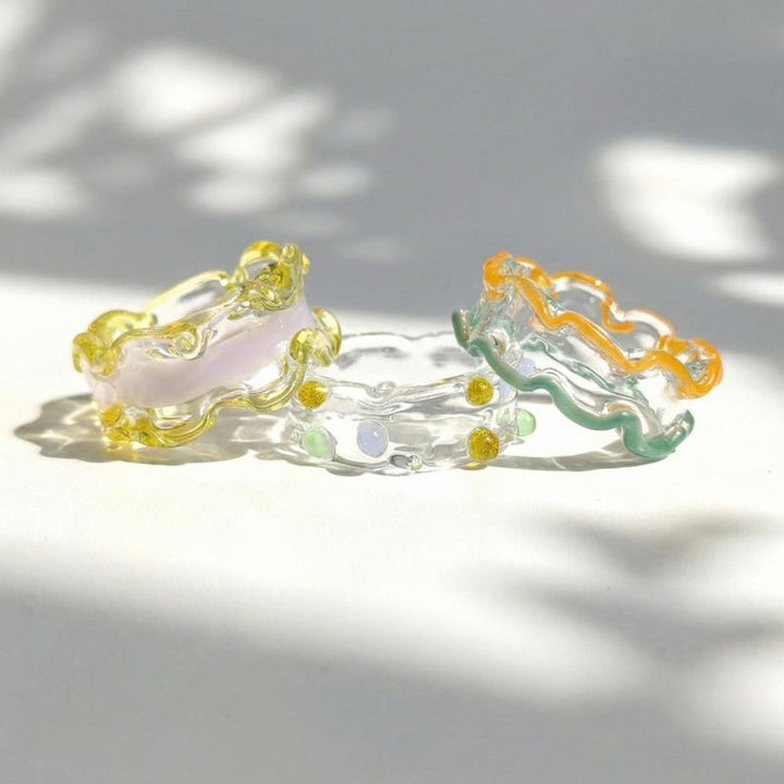 Handcrafted Glass Ring, Y2K Aesthetic Jewelry, Minimalist Statement – Handmade Gift