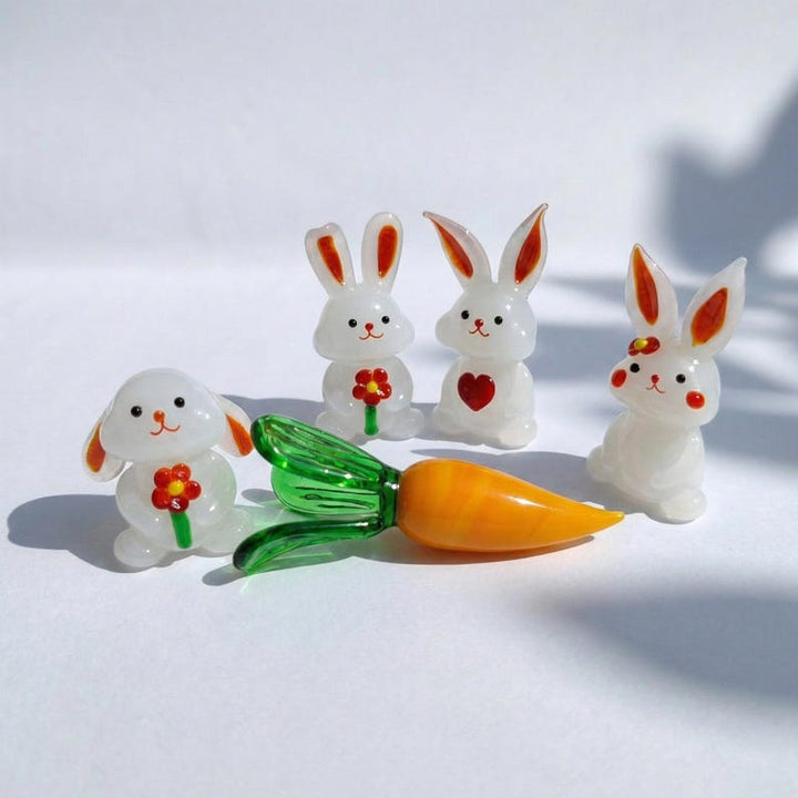 Glass Miniature Bunny Figurine, Hand-Blown Glass Vegetable, Lampwork – Handmade Gift for Her