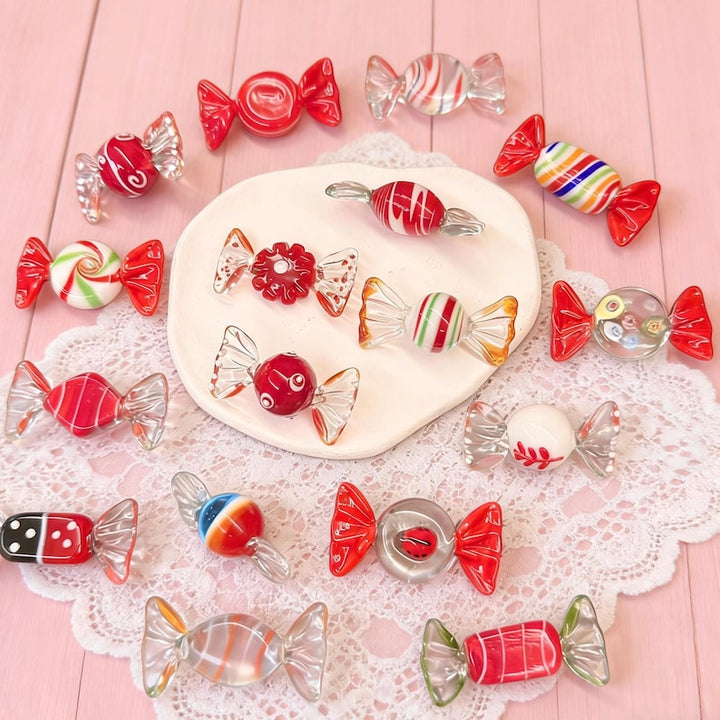 Handmade Glass Candy Ornaments Set, Colorful Blown Glass Candy Decor