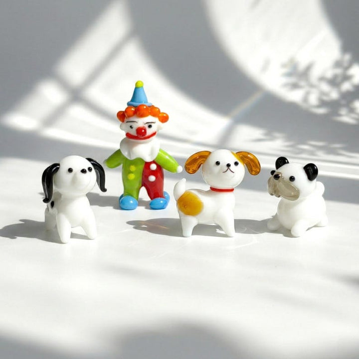 Handmade Glass Dog Figurine, Lampwork Kidcore Clown Decor, Blown – Handmade Gift for Her