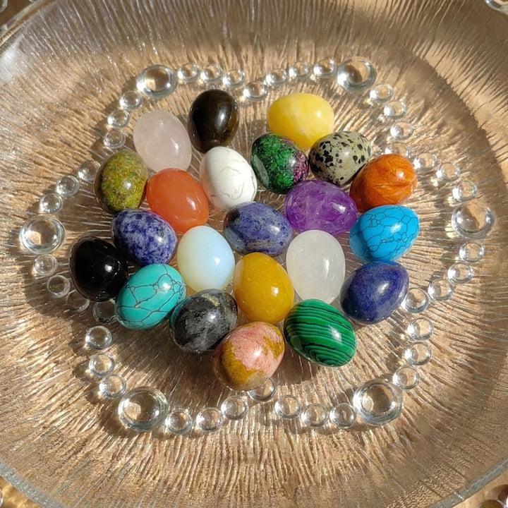 Handmade Crystal Glass Easter Egg Figurine, Colorful Nature Stones – Handmade Gift for Her