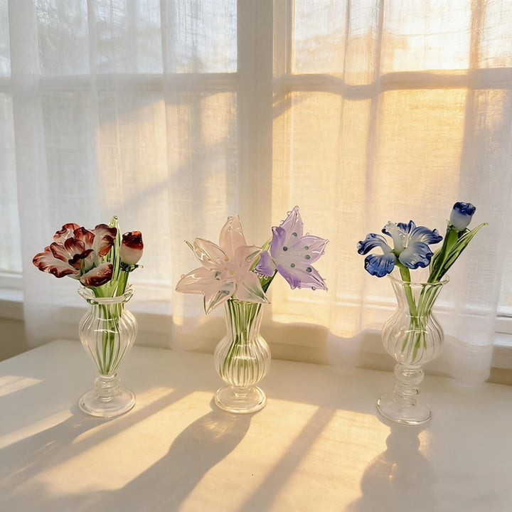 Handmade Glass Flower Bouquet, Mini Glass Flower Arrangement, – Birthday Gift for Her, Mother's Day Gift