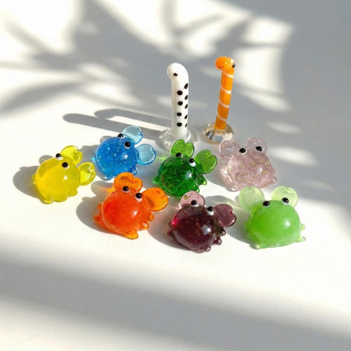 Handmade Miniature Glass Eel & Crab Figurines, Lampwork Ocean Animal – Handmade Gift for Her