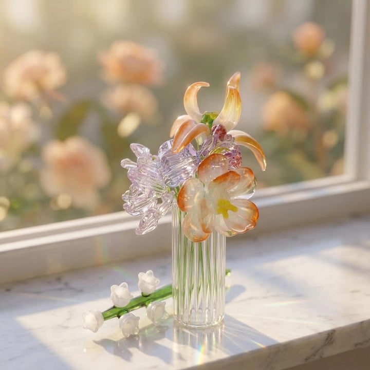 Handmade Glass Floral Bouquet for Mother's Day, Lampwork Flowers for – Birthday Gift for Her, Mother's Day Gift