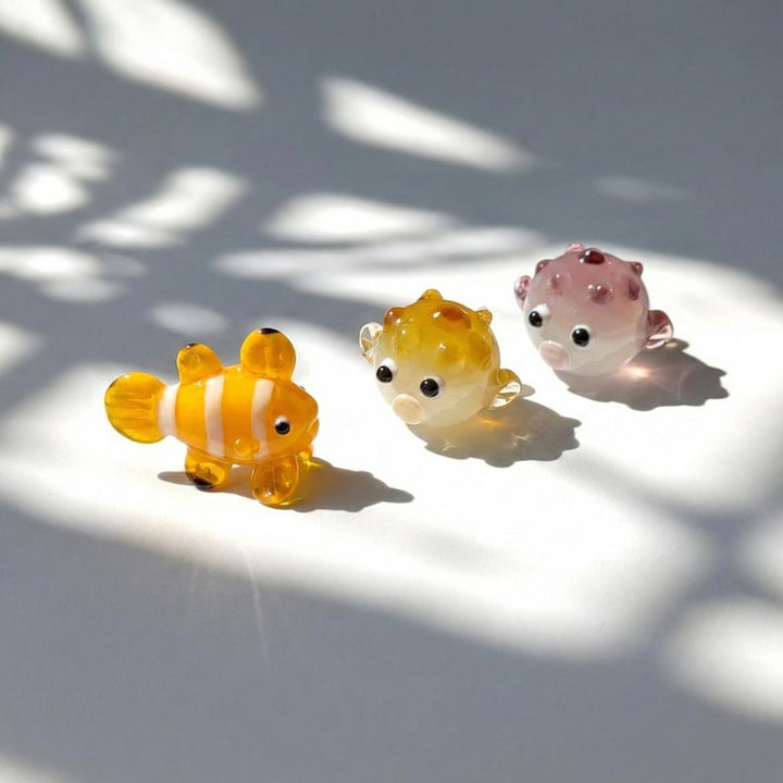 Lampwork Glass Sea Life Miniature - Pufferfish, Clownfish, Goldfish – Handmade Gift