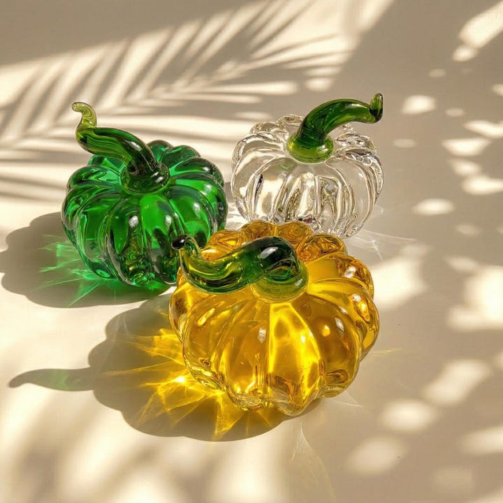 Handblown Glass Pumpkin for Kitchen Decor, Lampwork Mini Vegetable – Halloween Decor Gift