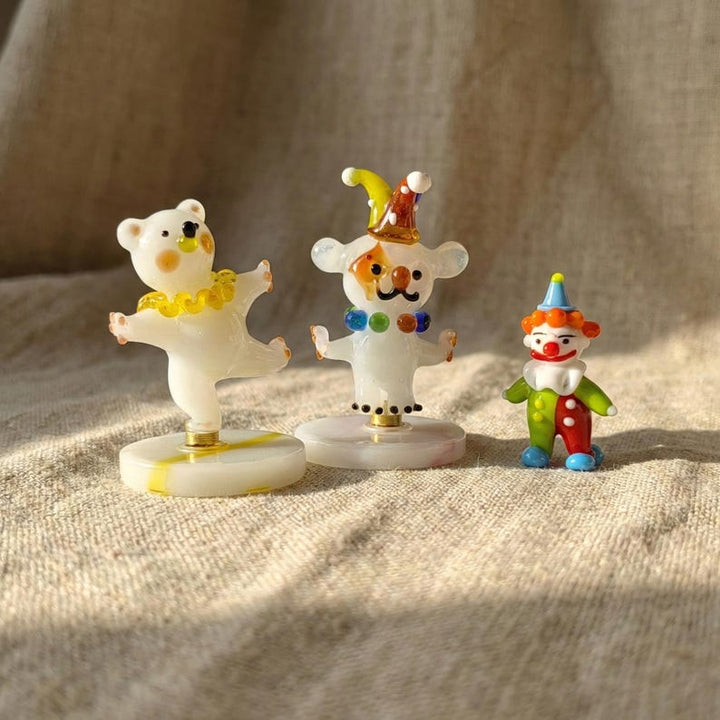 Clowncore Glass Animal Circus Figurine - Polar Bear, Dog, Cow - – Handmade Gift for Her