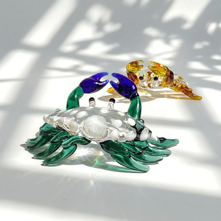 Lampwork Glass Crab Figurine, Handmade Coastal Animal Decor for Ocean – Handmade Gift for Her