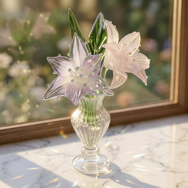 Handblown Glass Lily Flower for Mother's Day, Eternal Floral Gift for