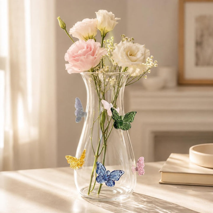 Handmade 3D Butterfly Glass Vase, Spring Wedding Centerpiece, Floral – Handmade Gift