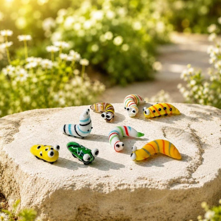 Handblown Glass Caterpillar Figurine, Whimsical Fairy Garden Supplies – Handmade Gift for Her