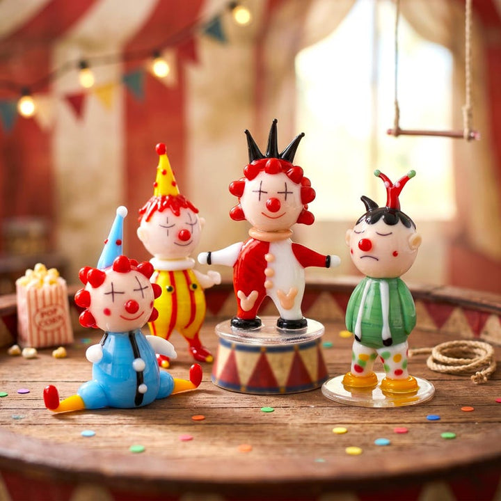 Handblown Glass Carnival Clown Figurine, Clowncore Circus Theme – Handmade Gift for Her