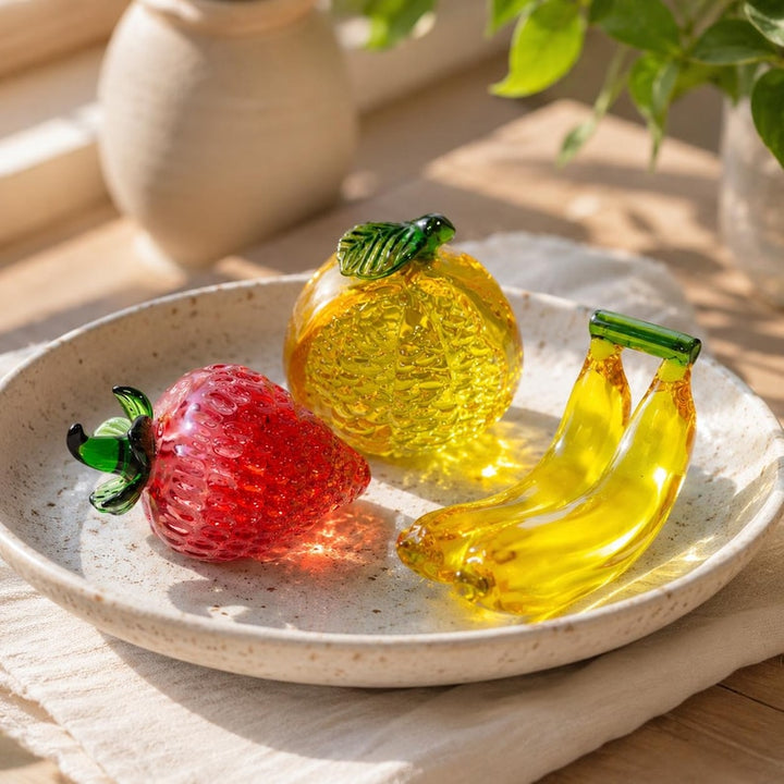 Colorful Glass Fruit Set - Strawberry, Orange, Banana - Bright – Handmade Gift