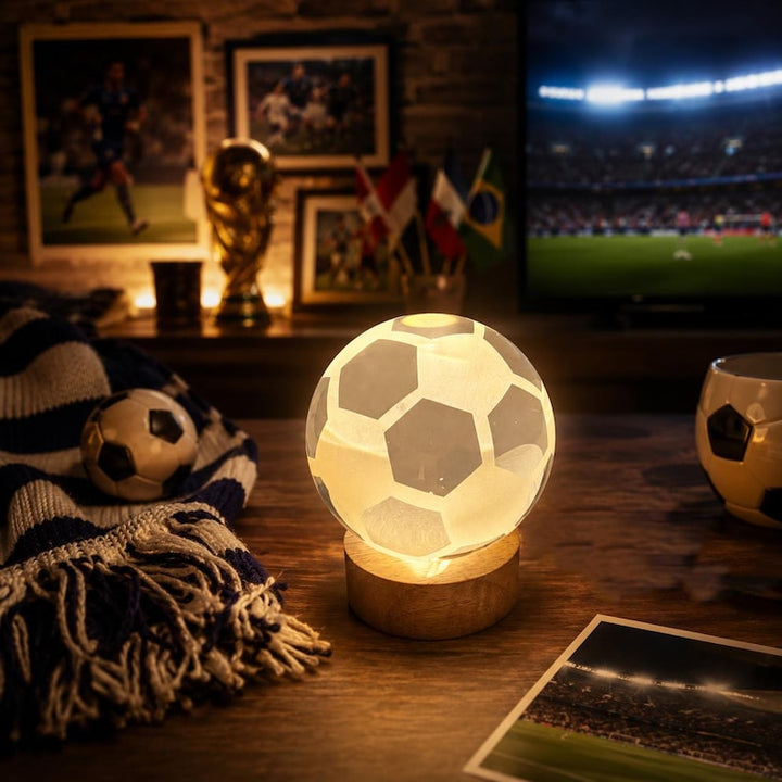 Glass Sports Ball Night Light, Soccer Baseball Tennis Basketball – Handmade Gift