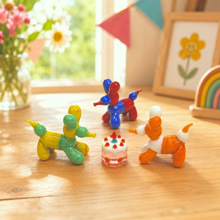 Handblown Miniature Glass Balloon Dog Sculpture, Whimsical Nursery – Handmade Gift for Her