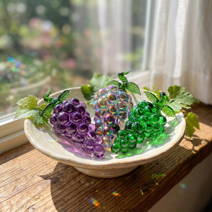 Handmade Glass Grape Cluster, Kitchen Window Suncatcher Decor, – Handmade Gift