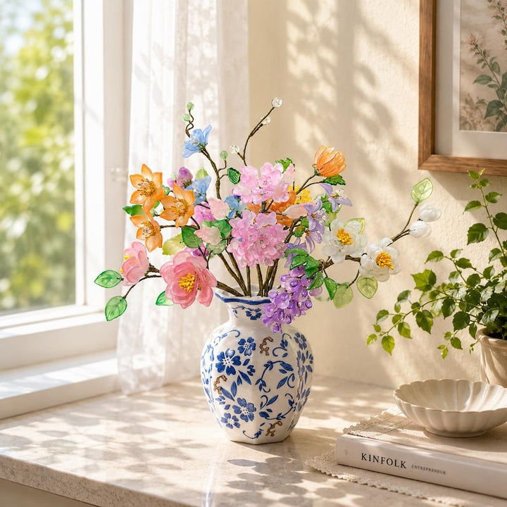Handmade Glass Birth Month Flower Bouquet, Personalized Forever – Birthday Gift for Her, Mother's Day Gift
