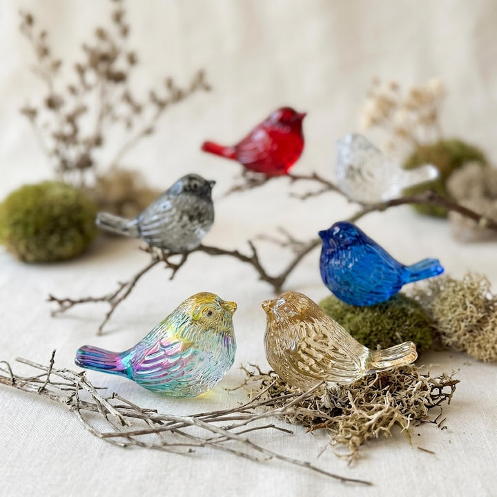 Handmade Elegant Glass Bird Figurine, Bird Watching Gift for Nature