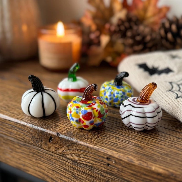 Ember Glow — Hand-Blown Mini Glass Pumpkin, Fall Decor – Halloween Decor Gift