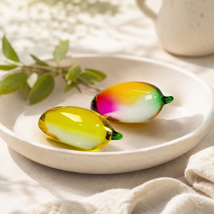 Colorful Glass Mango for Coffee Table, Cottagecore Summer Kitchen – Handmade Gift