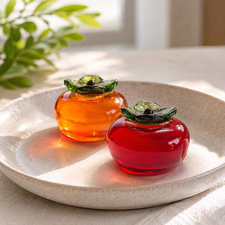 Elegant Glass Persimmon for Kitchen Island Decor, Good Luck Fruit – Handmade Gift
