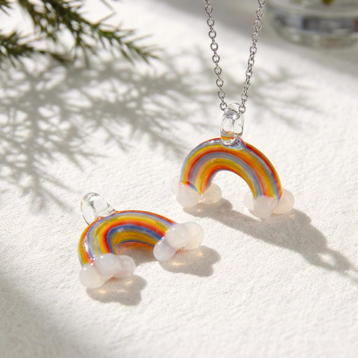 Blown Cheerful Glass Rainbow Cloud Pendant, Colorful Summer Festival – Handmade Gift
