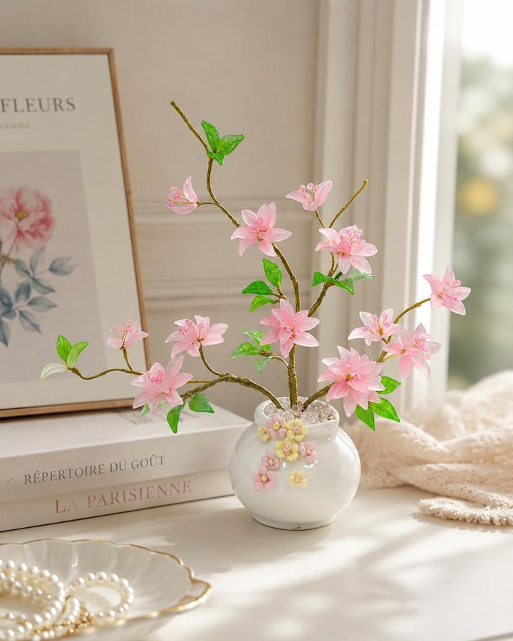 Pink Glass Flower Arrangement, Handmade Eternal Flowers – Birthday Gift for Her, Mother's Day Gift
