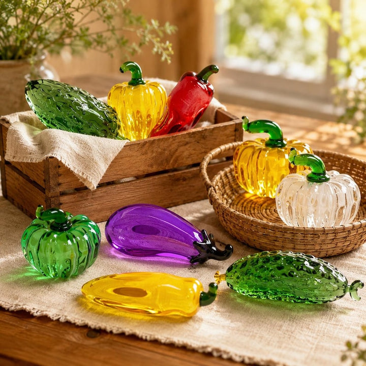 Handmade Whimsical Glass Vegetables, Cottagecore Kitchen Decor, – Handmade Gift