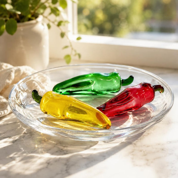 Vibrant Glass Chili Pepper Decor, Quirky Kitchen Accent for Mom, – Handmade Gift